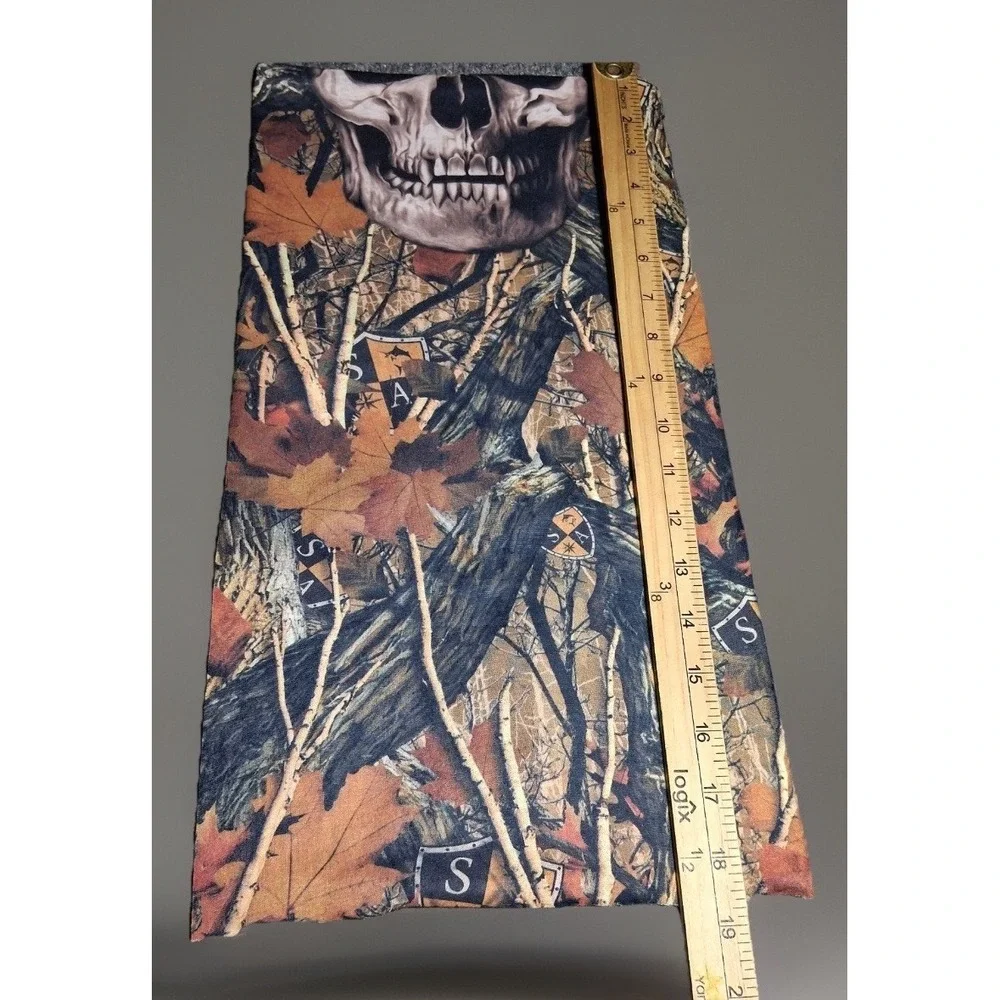 SA Co Skull Forest Camo Neck Gaiter Face Shield Mask Mens Brown Orange‎ Tactical